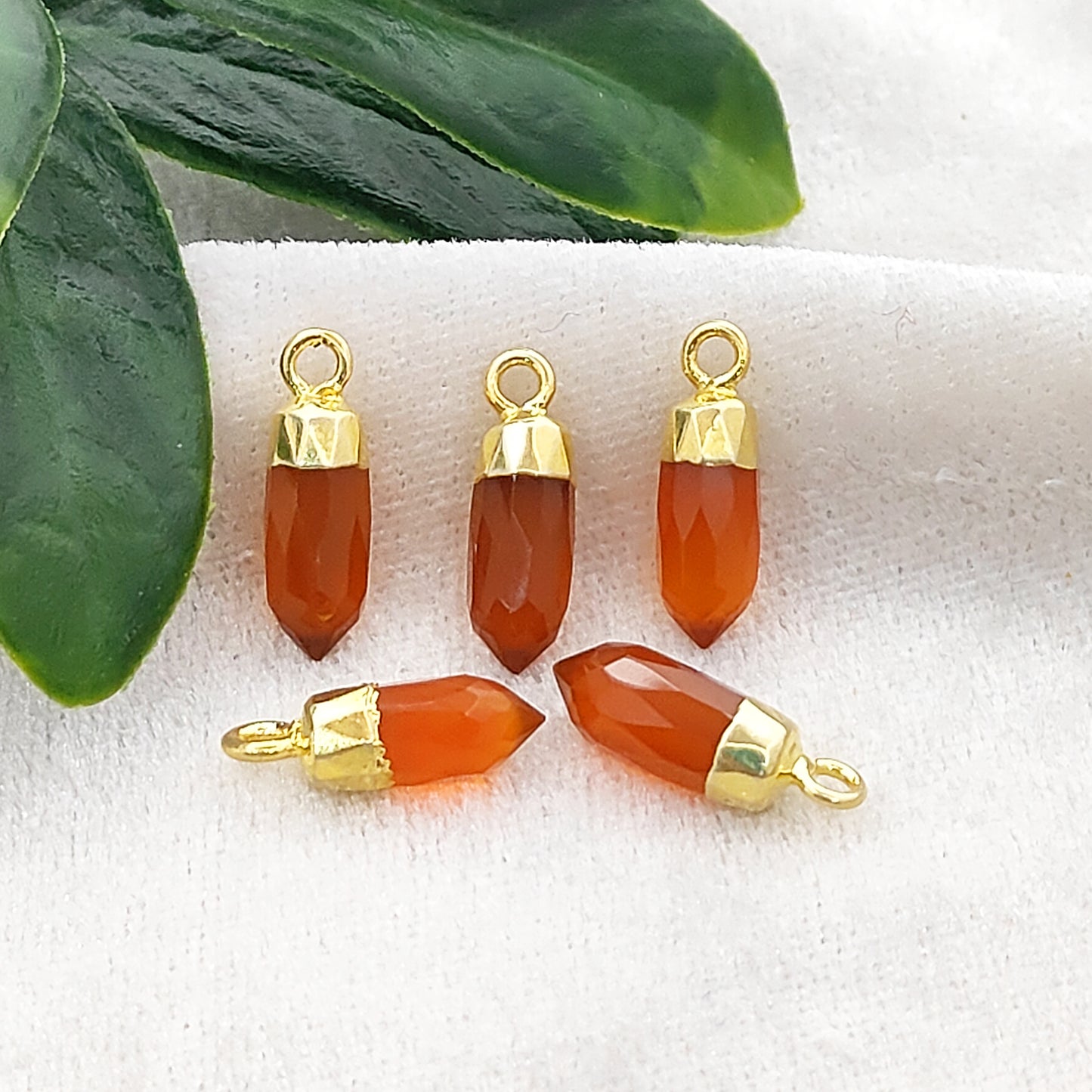 Boho Carnelian Spike Pendant Natural Gemstone Charm in Gold/Silver Electroplated Cap for DIY Crafts- Selling Per Piece