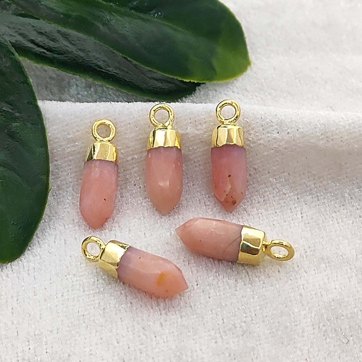 Handcrafted Pink Opal Crystal Pendant Gold/Silver Electroplated Spike Gemstone Charm for Minimalist Designs