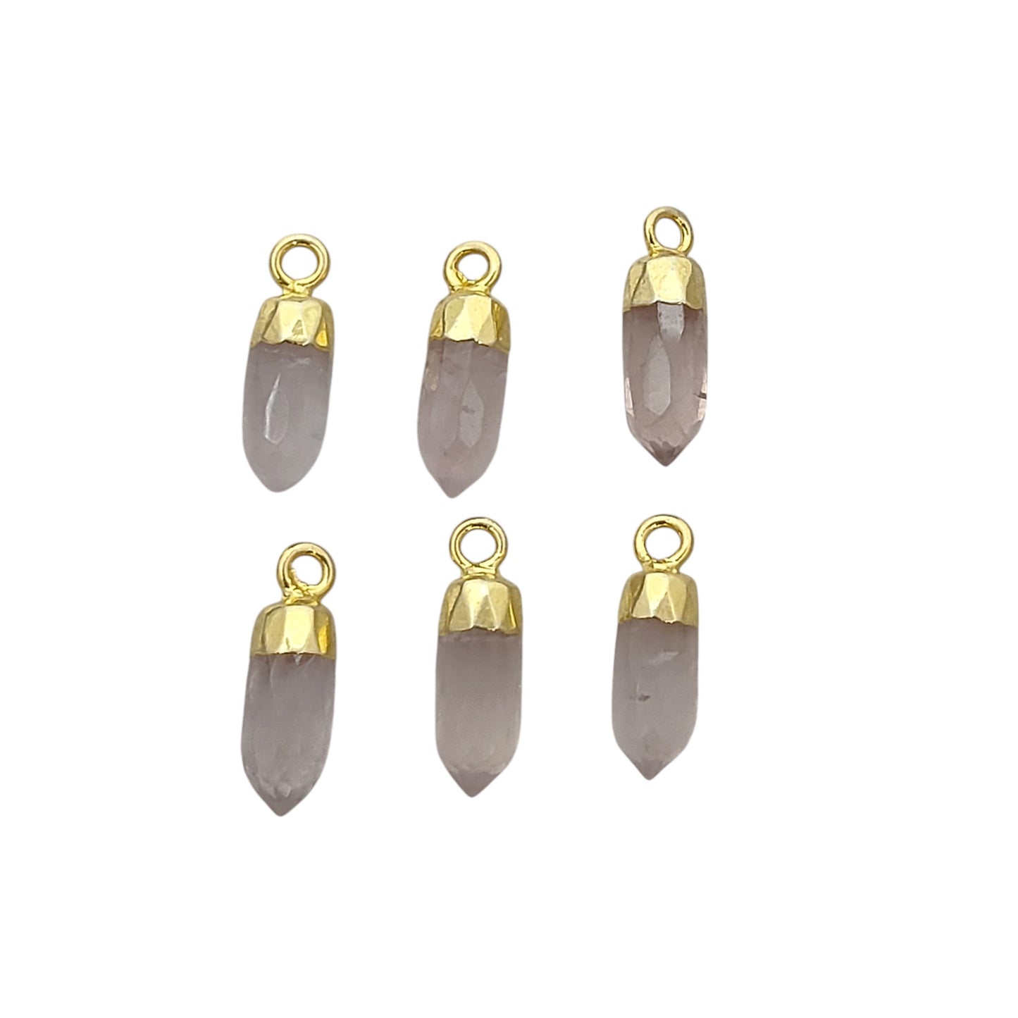 Rose Quartz Spike Pendant Electroplated Gold/Silver Capped Crystal Charm for Handmade Necklaces & Bracelets