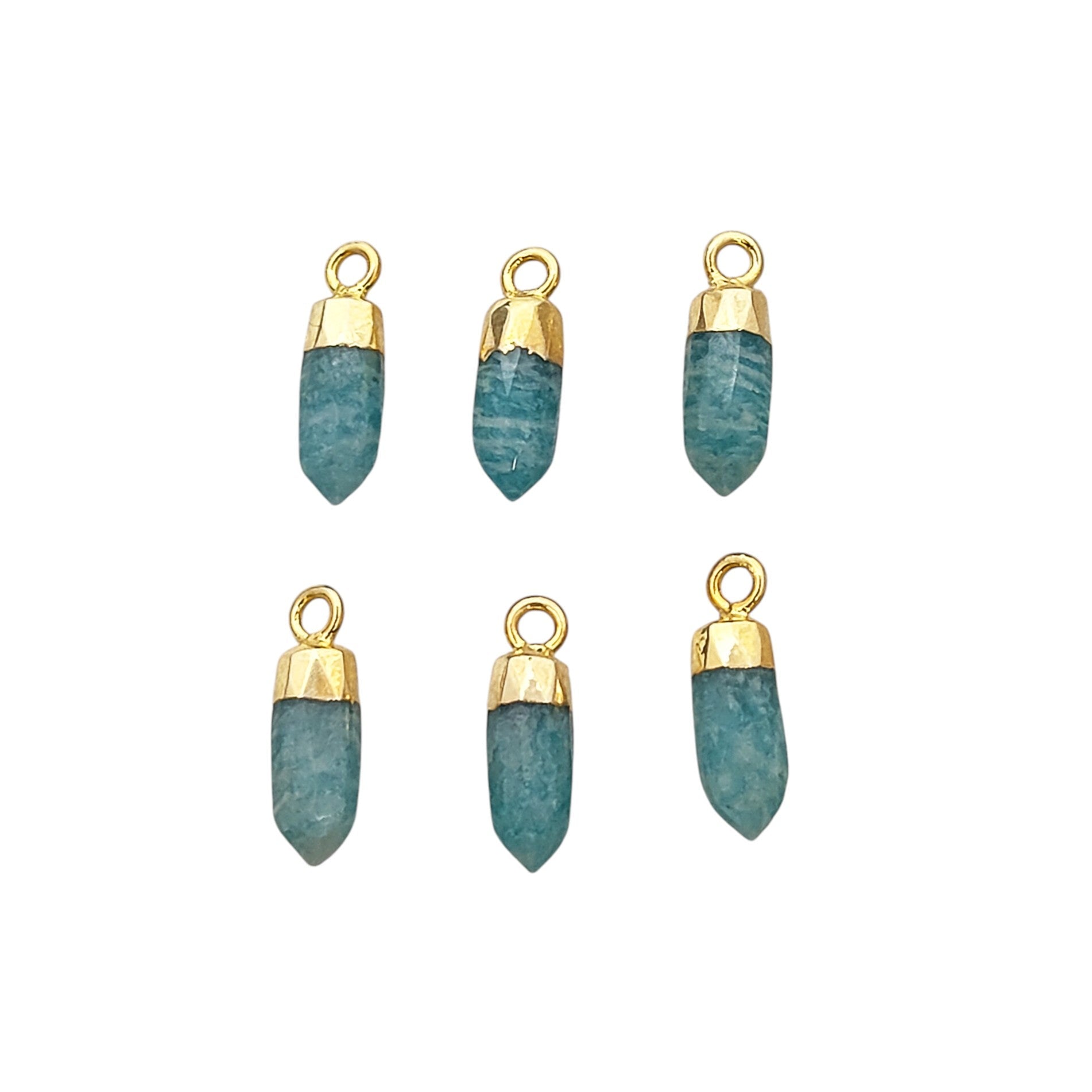 Gold Electroplated Amazonite Spike Pendant – Handmade Birthstone Charm for DIY Necklaces