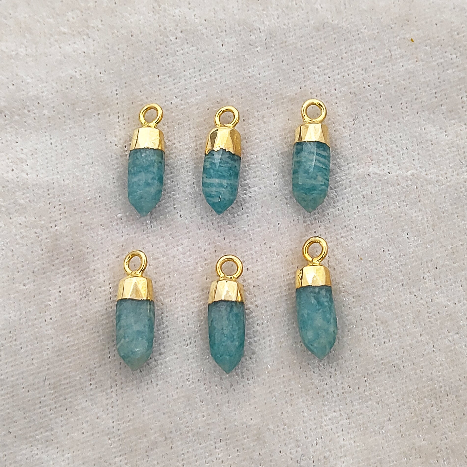 Gold Plated Amazonite Spike Pendant – Birthstone Charm for Handmade Jewelry Designs