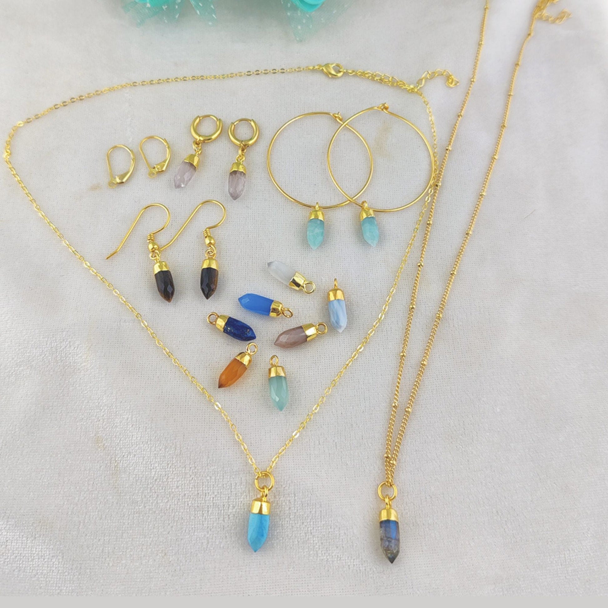 Chocolate Moonstone Spike Pendant – Gold Plated Healing Stone Charm for DIY Jewelry