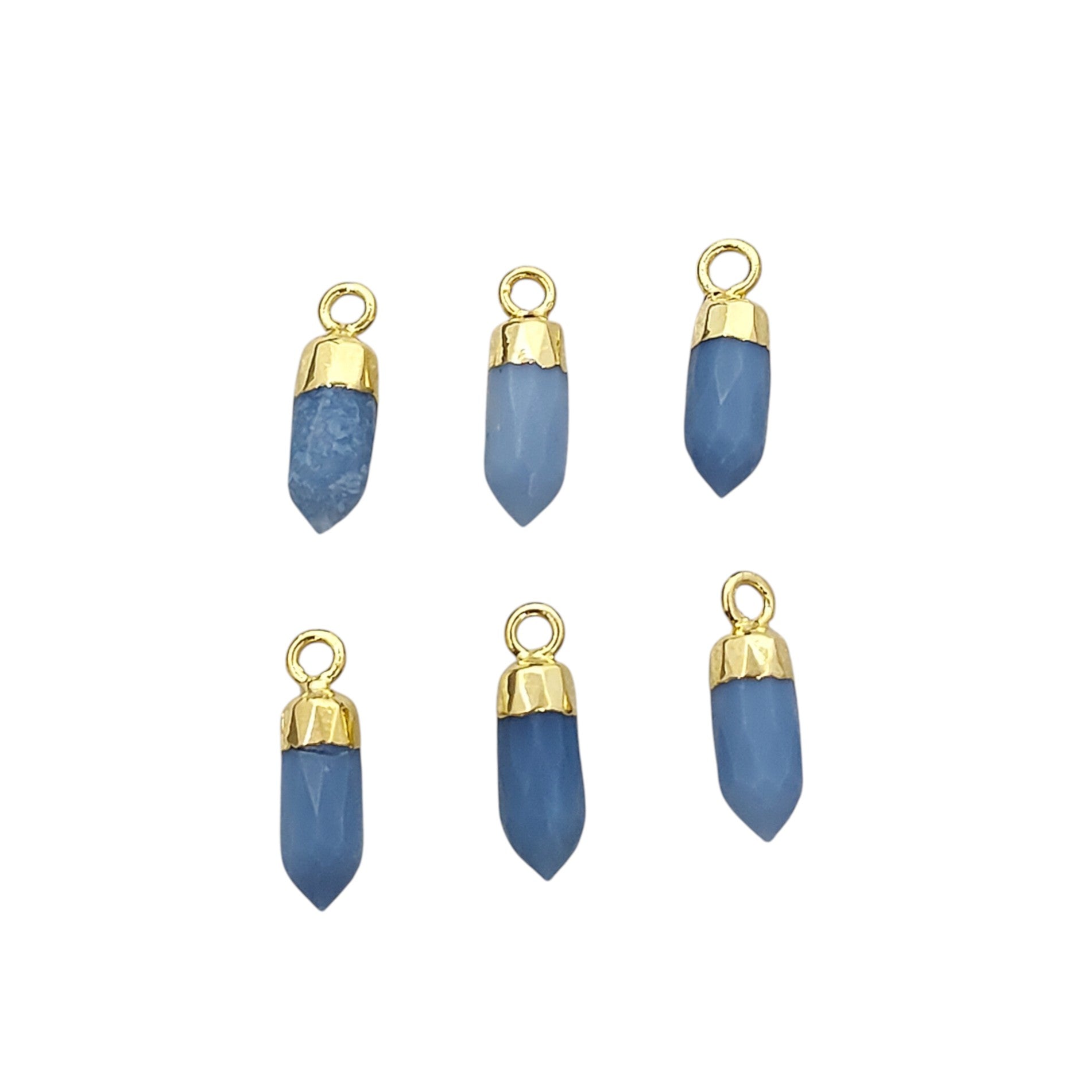 Blue Opal Spike Pendant with Gold Trim – Handmade Gemstone Charm for DIY Jewelry