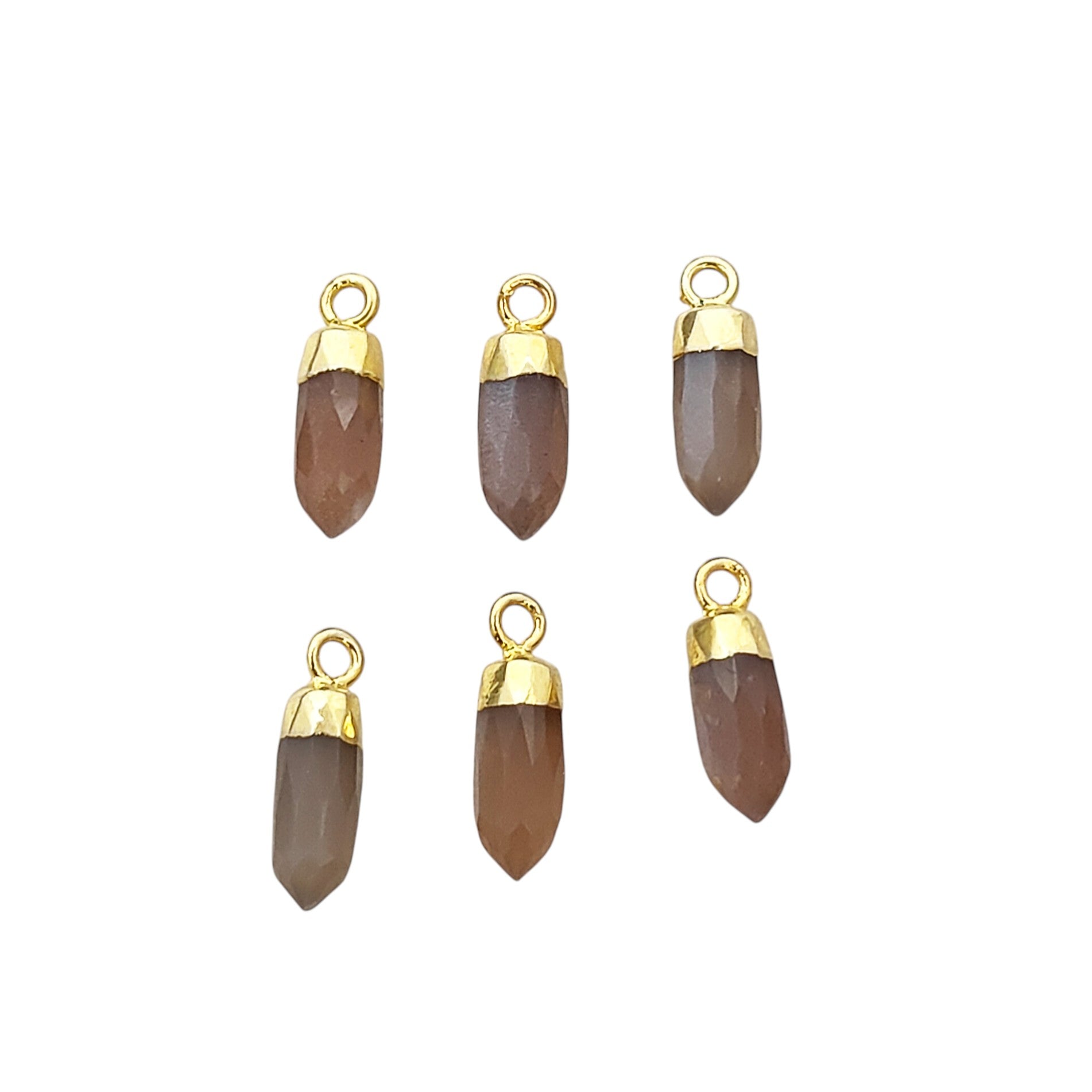 Gold Plated Chocolate Moonstone Spike Pendant – Spiritual Healing Stone Charm