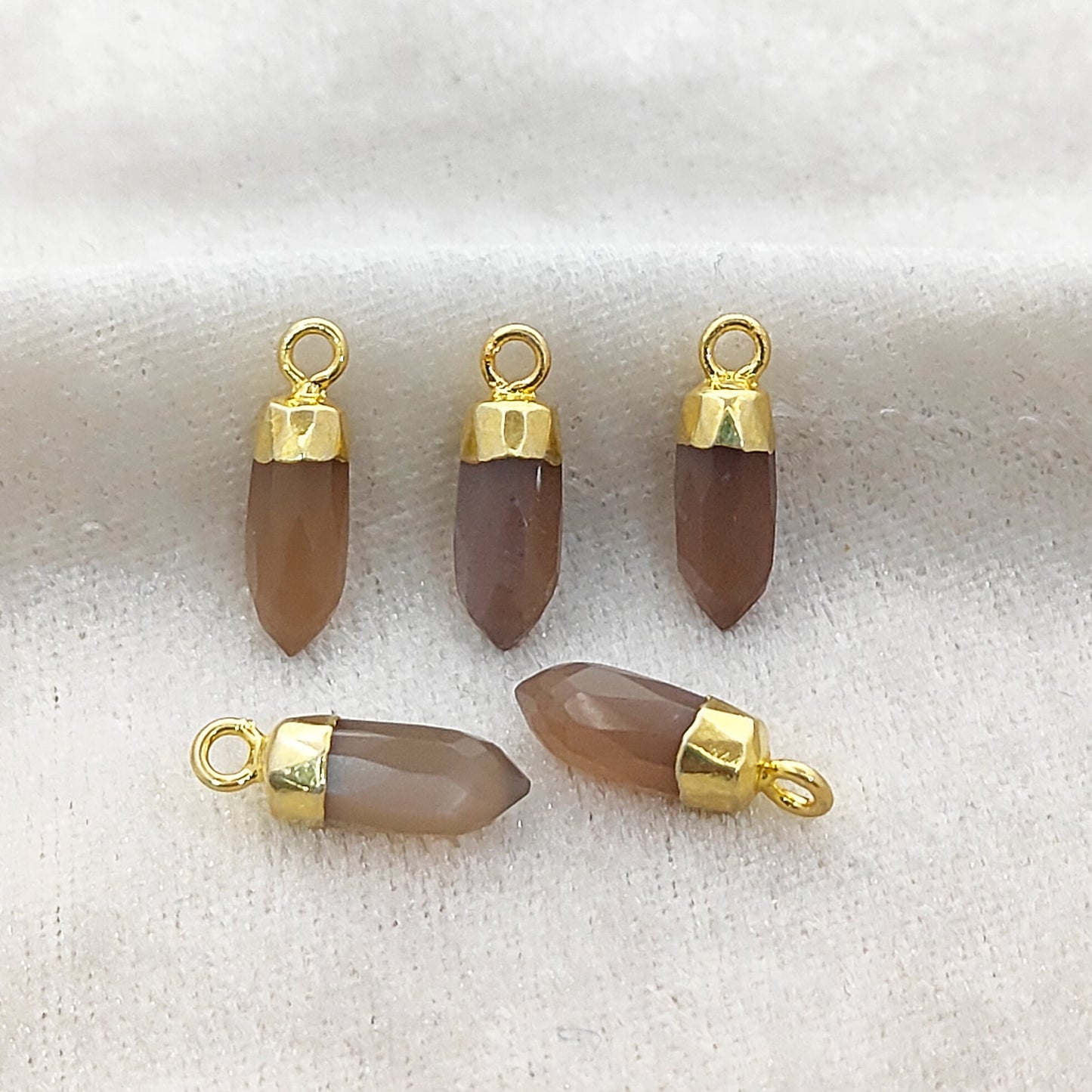 Gold Plated Chocolate Moonstone Spike Pendant – DIY Jewelry Charm for Healing and Spirituality