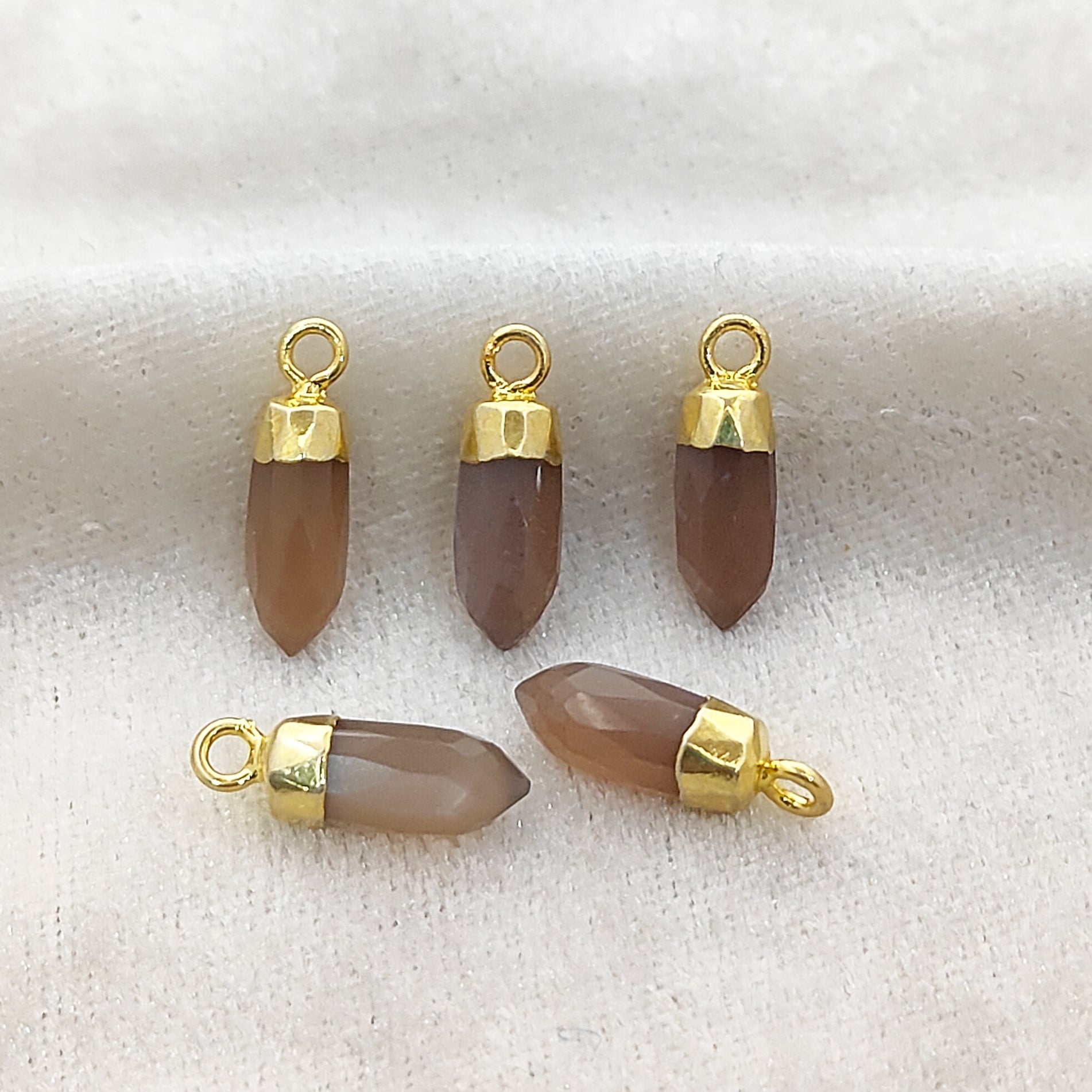 Gold Plated Chocolate Moonstone Spike Pendant – DIY Jewelry Charm for Healing and Spirituality