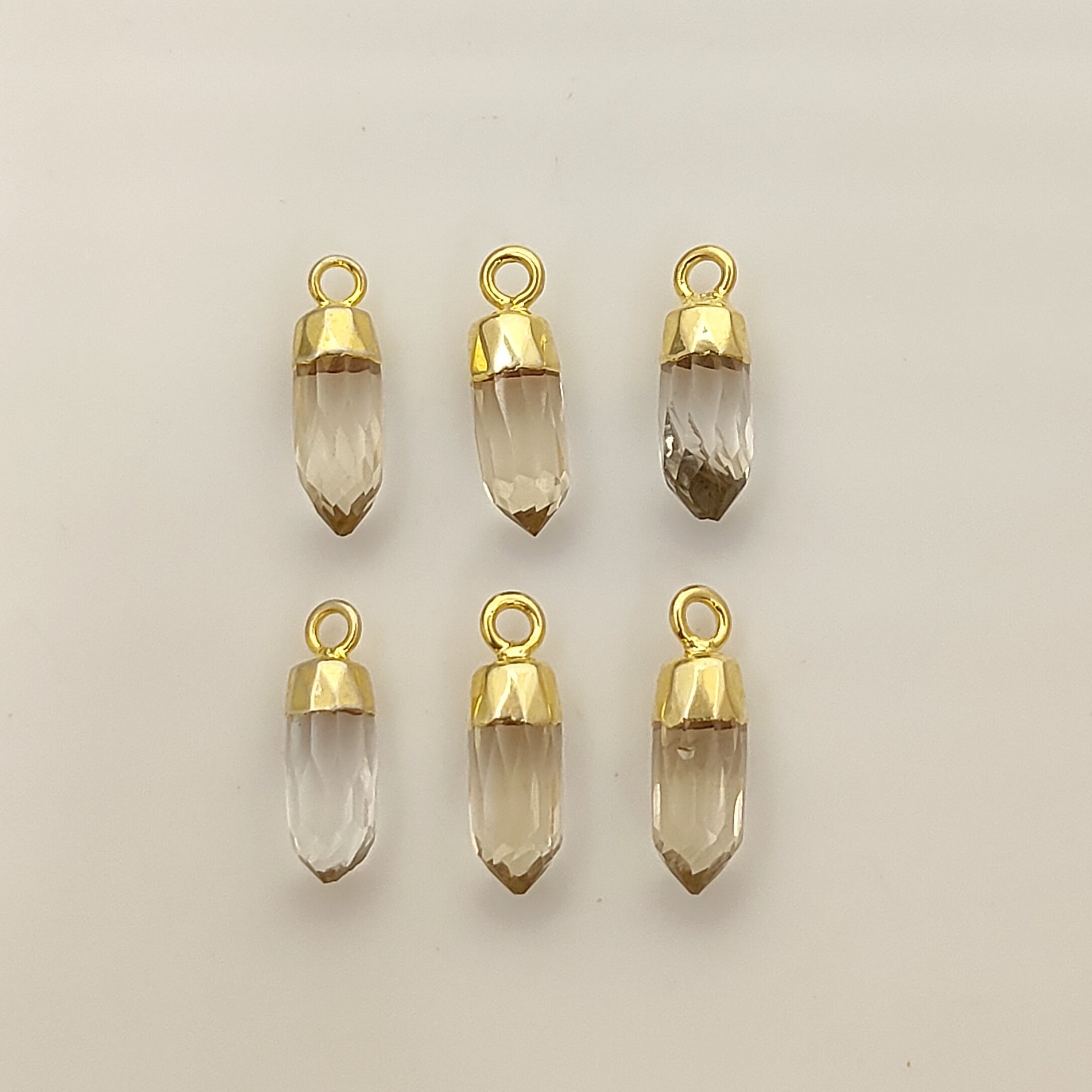 Clear Quartz Healing Spike Pendant – Gold Electroplated Charm for DIY Spiritual Jewelry