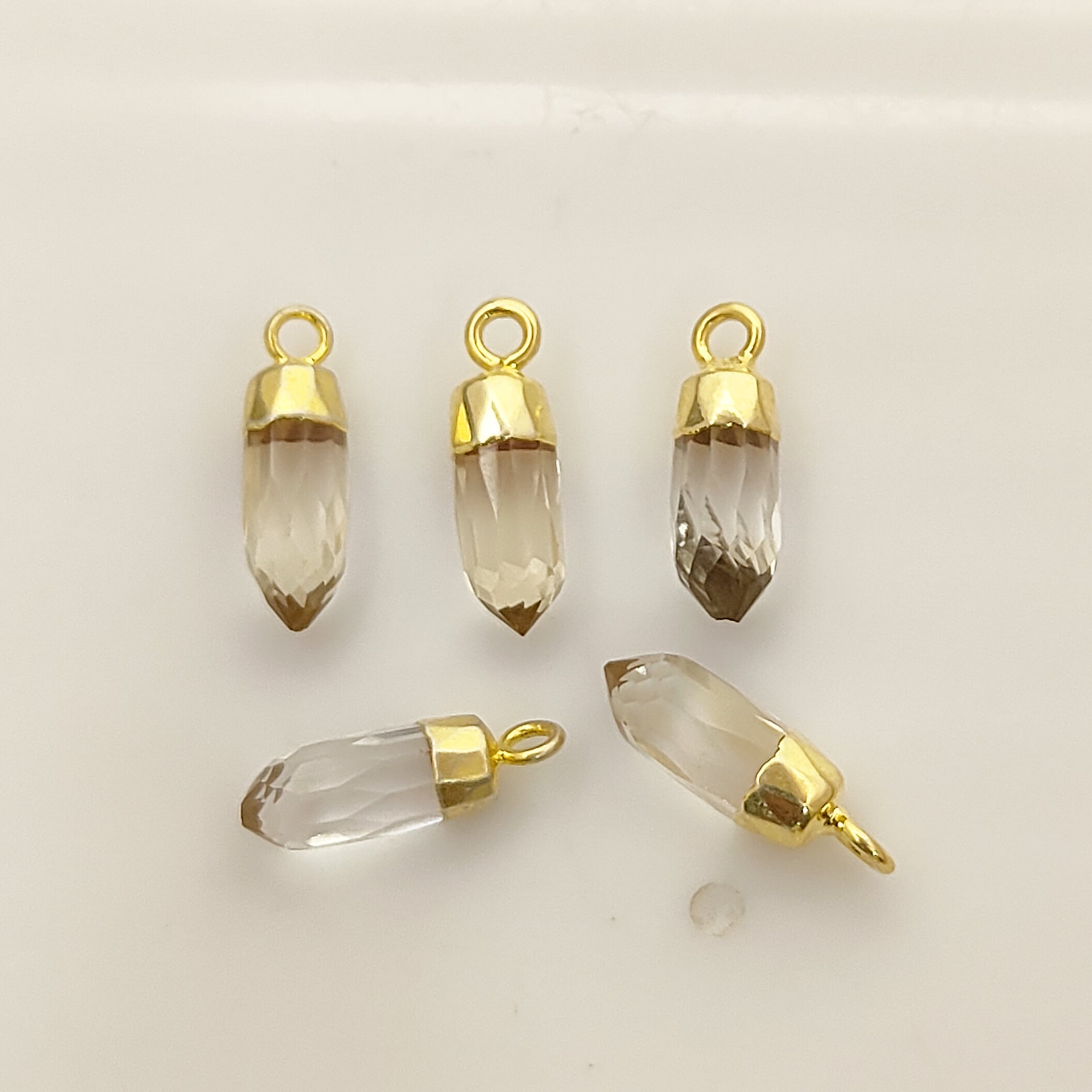 Spiritual Jewelry Charm – Clear Quartz Spike Point Pendant with Gold Electroplating