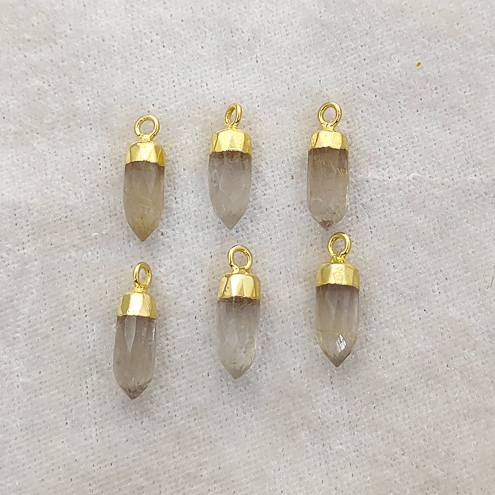 Handmade Golden Rutile Quartz Spike Pendant – Gold Trimmed Jewelry Charm