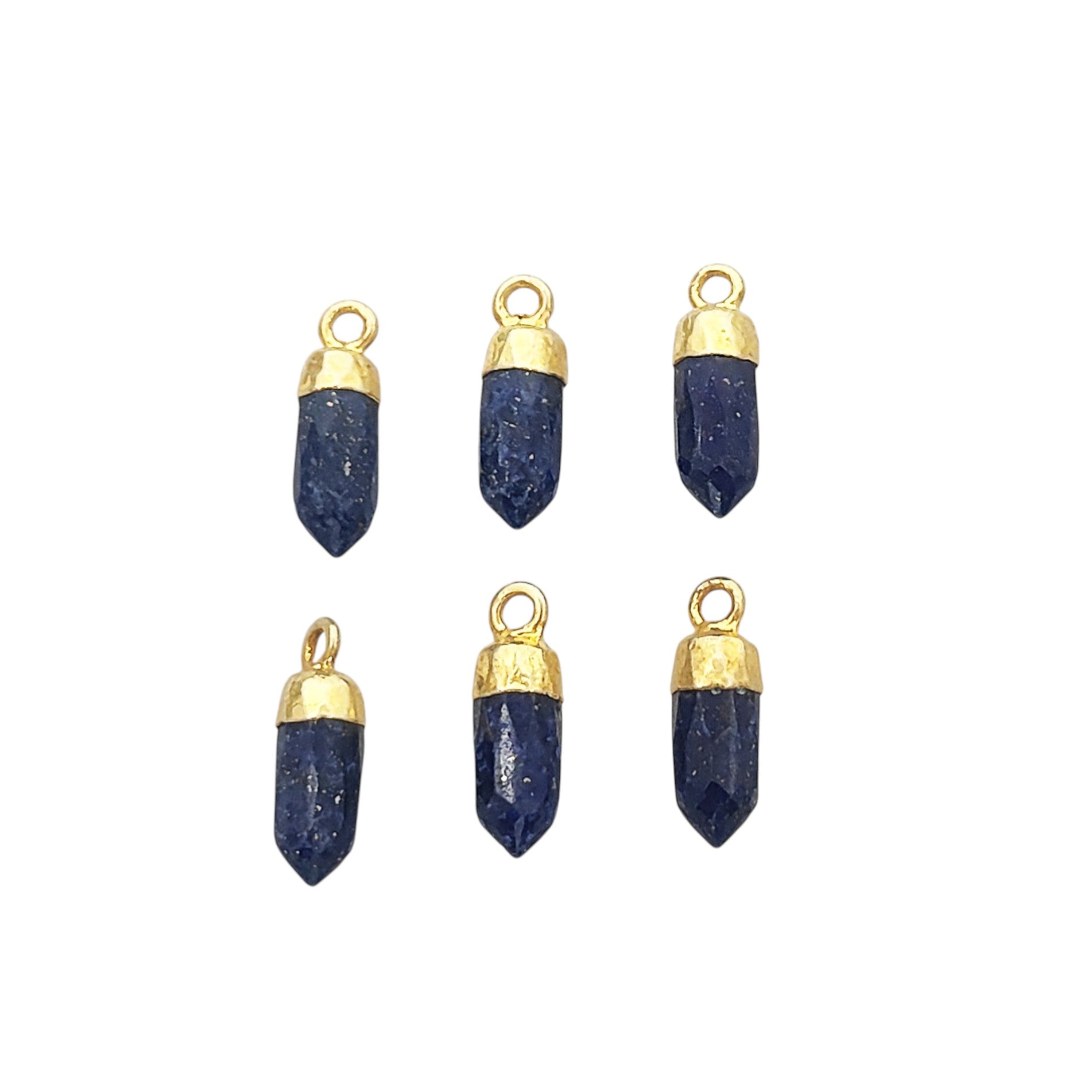 Natural Lapis Lazuli Spike Pendant – Gold Electroplated Minimalist Dainty Jewelry Charm