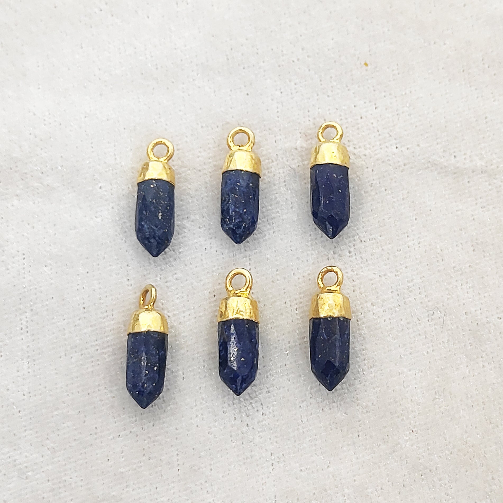 Natural Lapis Lazuli Pendant Gold Electroplated – Dainty Spike Charm for Jewelry Designs