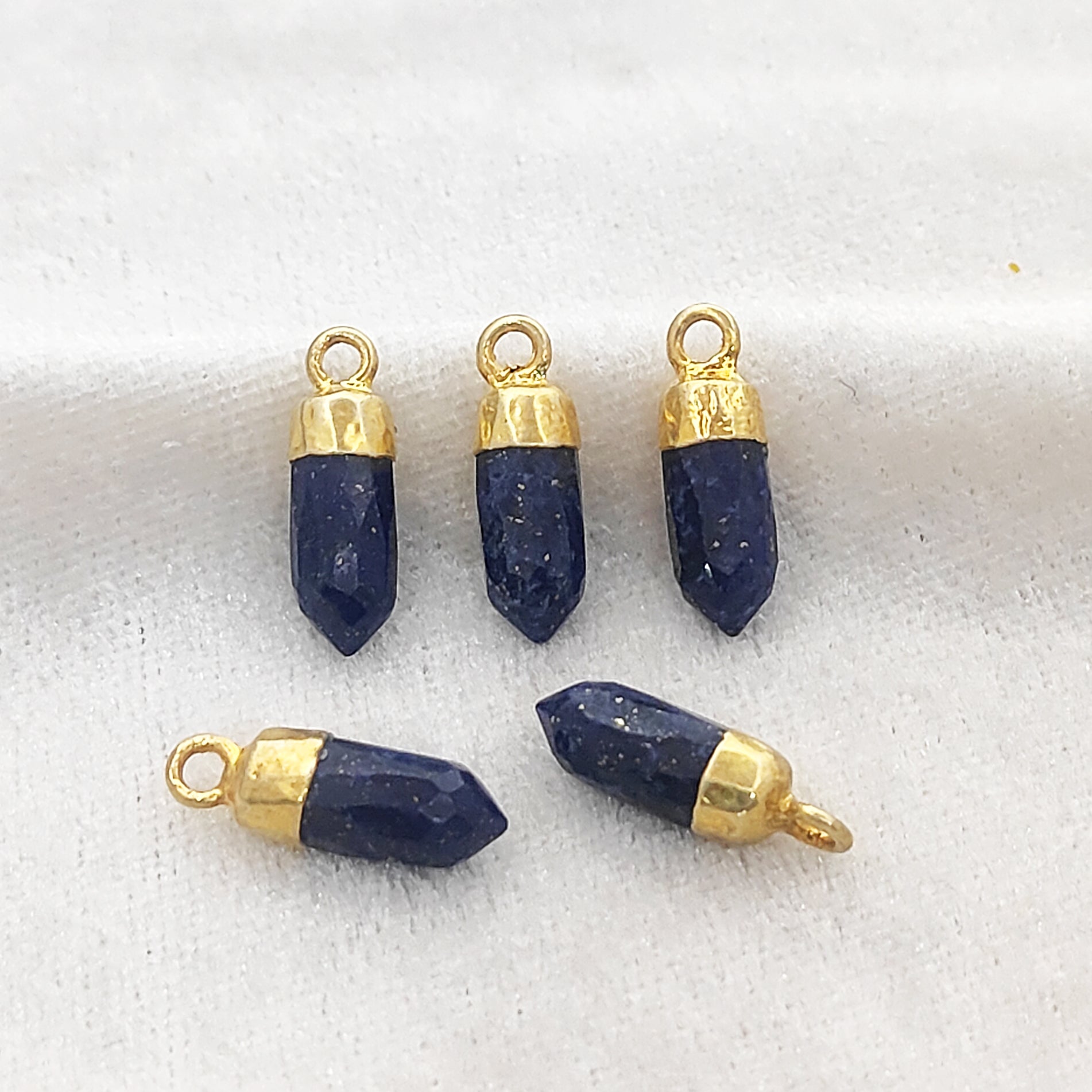 Gold Electroplated Lapis Lazuli Spike Pendant – Handmade Minimalist Jewelry Charm