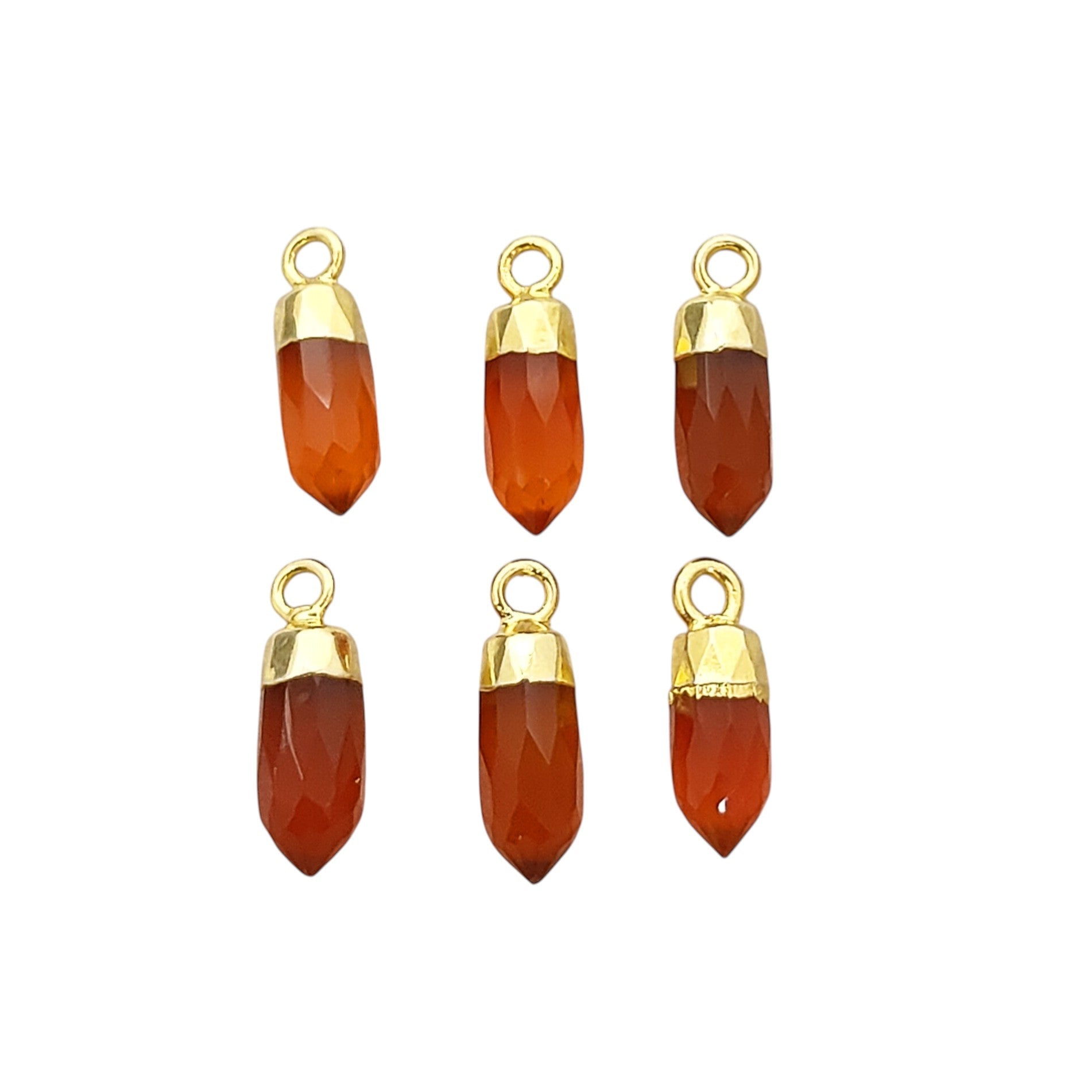 Handmade Carnelian Spike Pendant – Gold Edged Minimalist Gemstone Charm