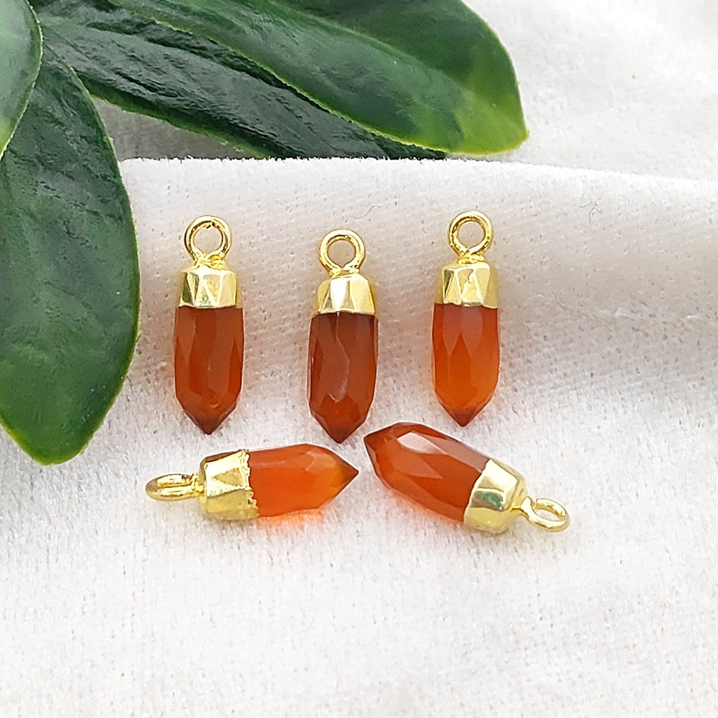 Handcrafted Gold Edged Carnelian Spike Pendant – Minimalist Jewelry Making Charm
