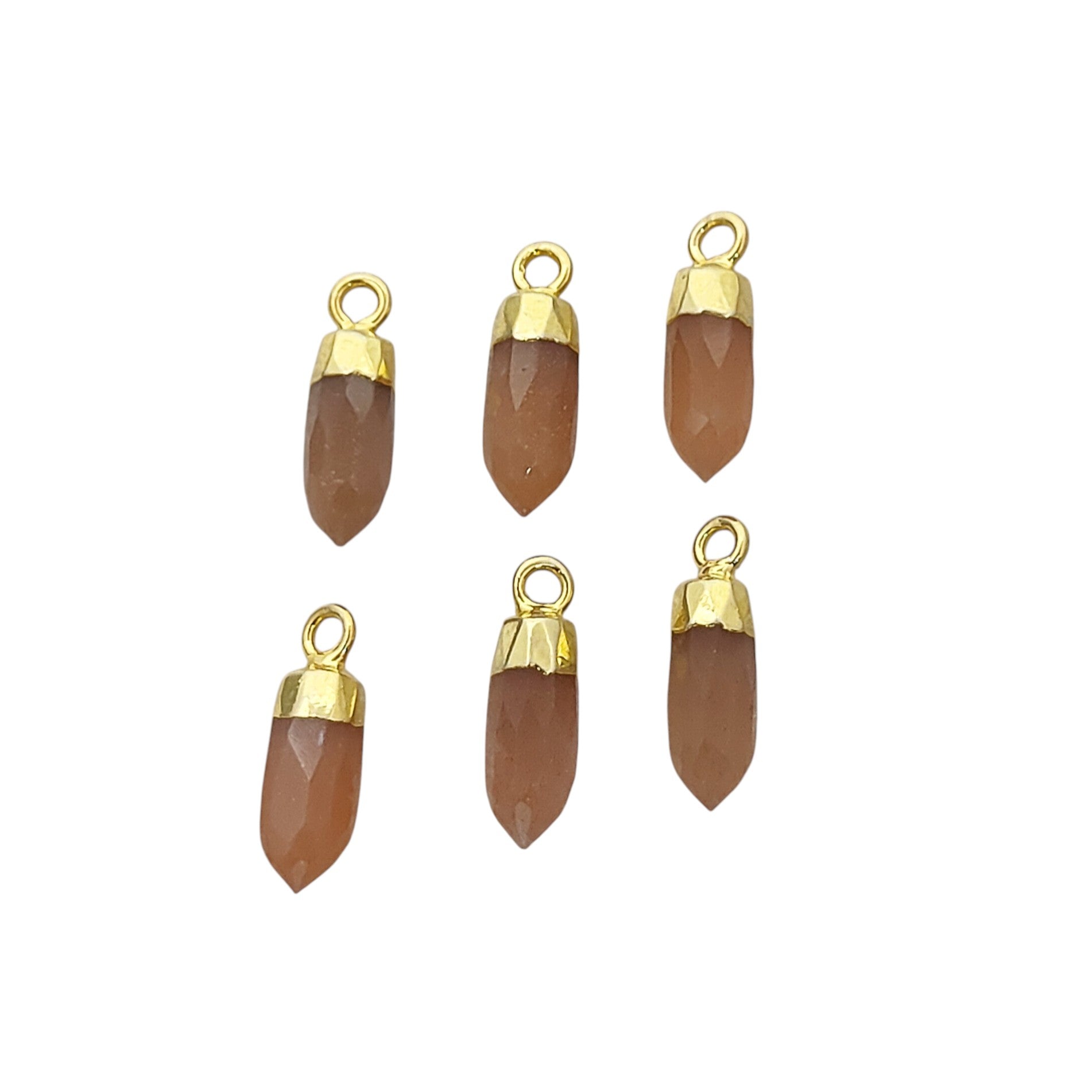 Gold Electroplated Peach Moonstone Spike Pendant – Spiritual Healing Stone Charm