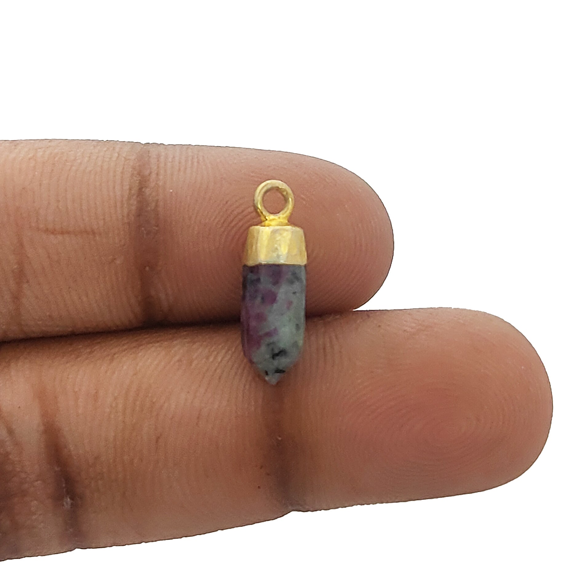 Gold Edged Ruby Zoisite Spike Pendant – Minimalist Spiritual Jewelry Making Charm