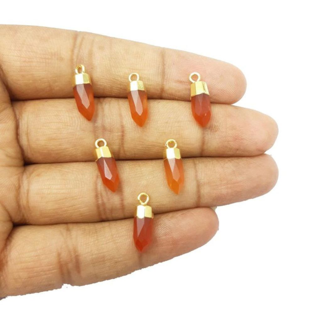 Natural Multi-Gemstone Point Pendant with Gold-Electroplated Cap Unique Jewelry Making Charm for Necklaces, Earrings & Bracelets