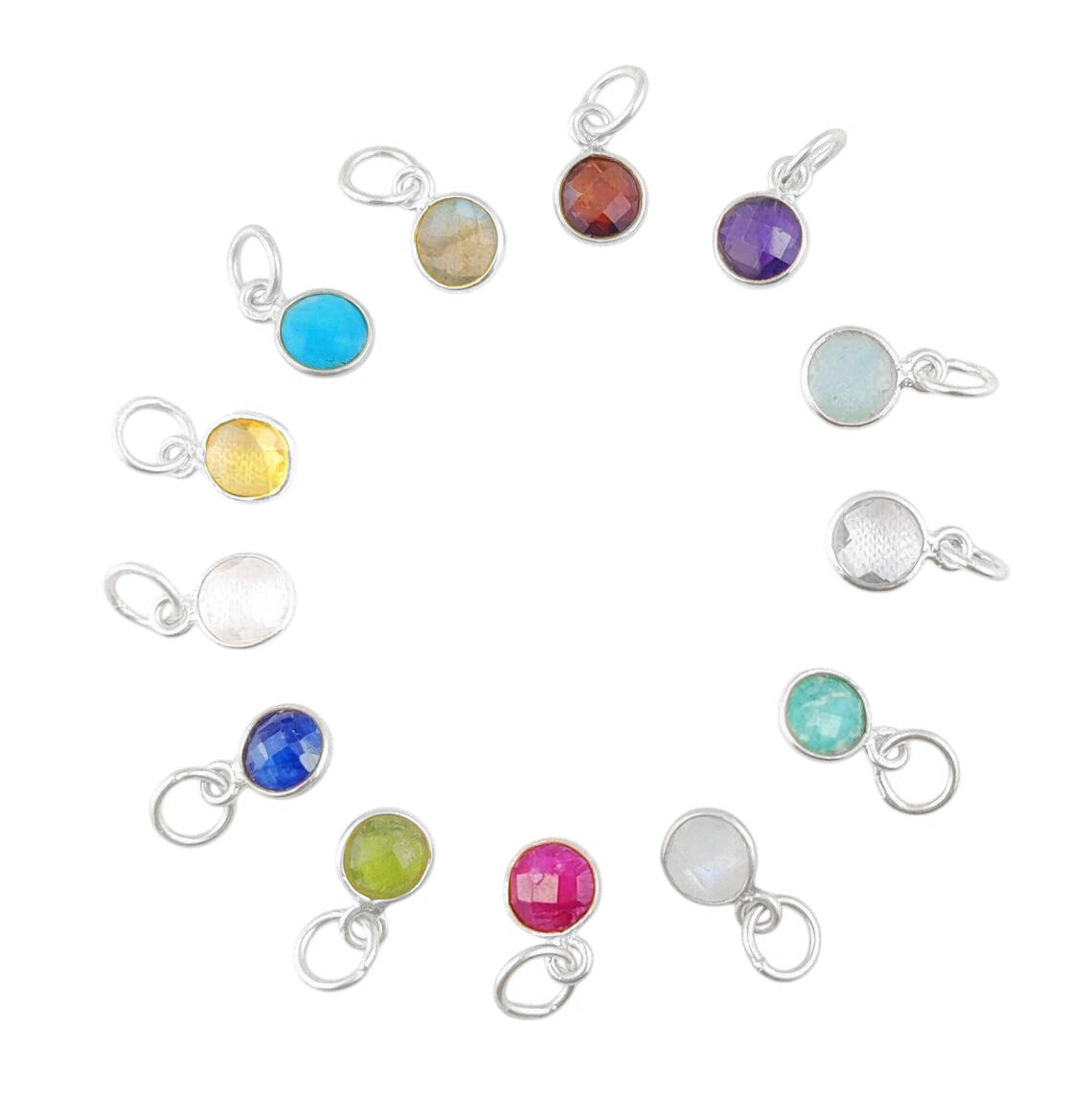 May Birthstone Emerald Pendant Handmade 6mm Faceted Gemstone Bezel Charm in Gold Vermeil & Sterling Silver- Selling Per Piece