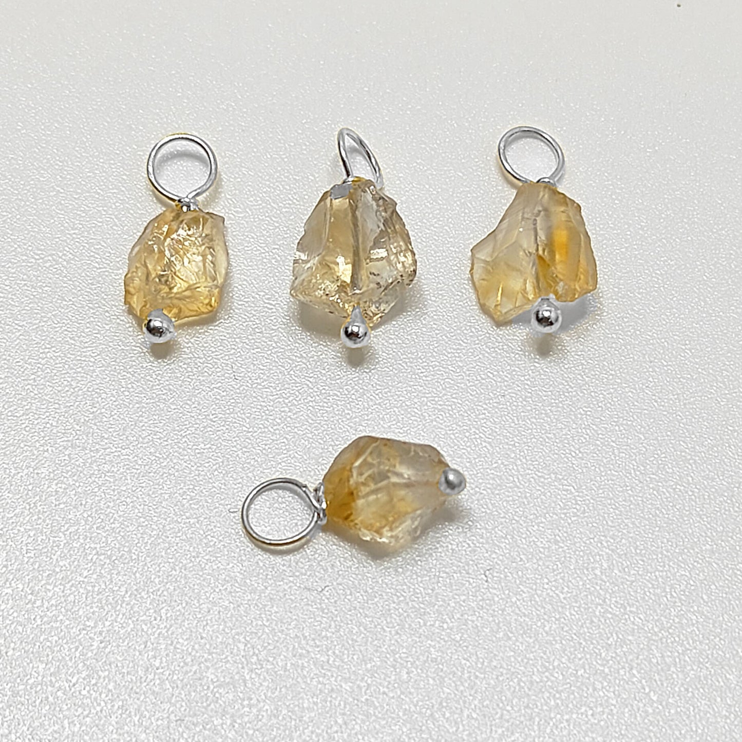 7–10mm Natural Citrine Pendant November Birthstone Raw Gemstone Charm Sterling Silver Wire Wrapped Jewelry Supply