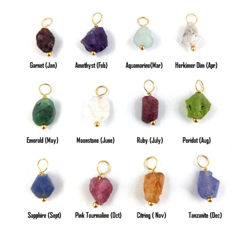 Raw Birthstone Pendant | Gold Plated Sterling Silver | 7mm-10mm