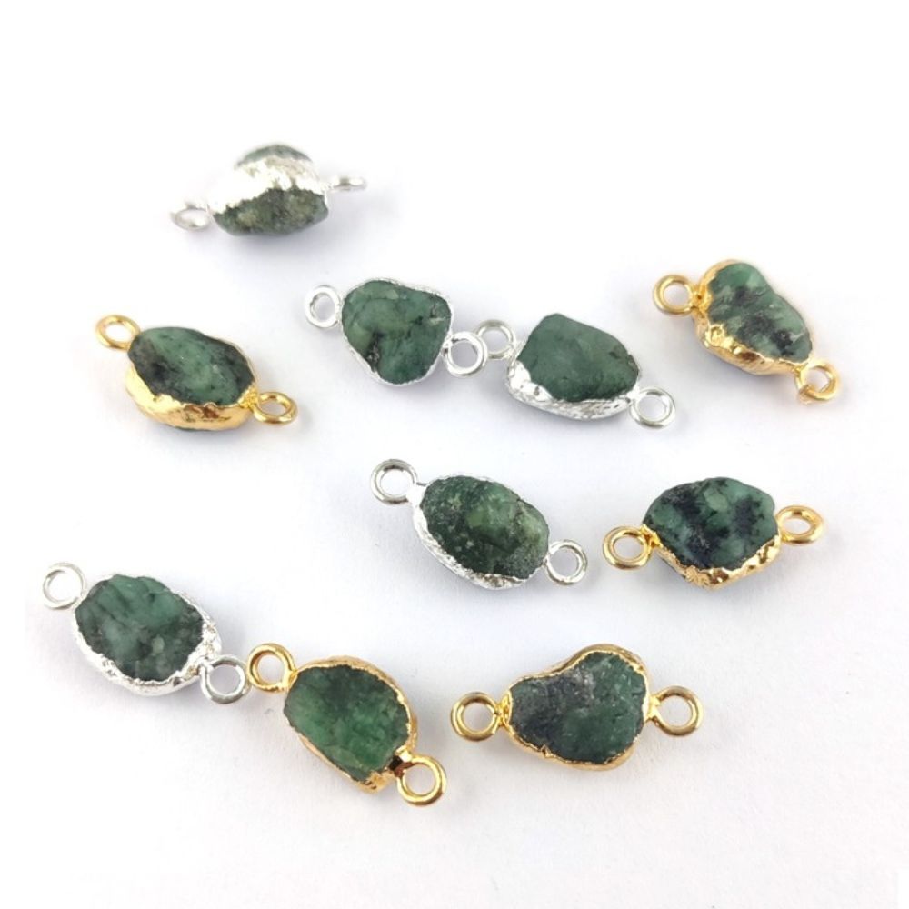 8-12mm Raw Birthstone Gemstone Connector Gold/Silver Electroplated Handmade Jewelry Findings- Selling Per Piece