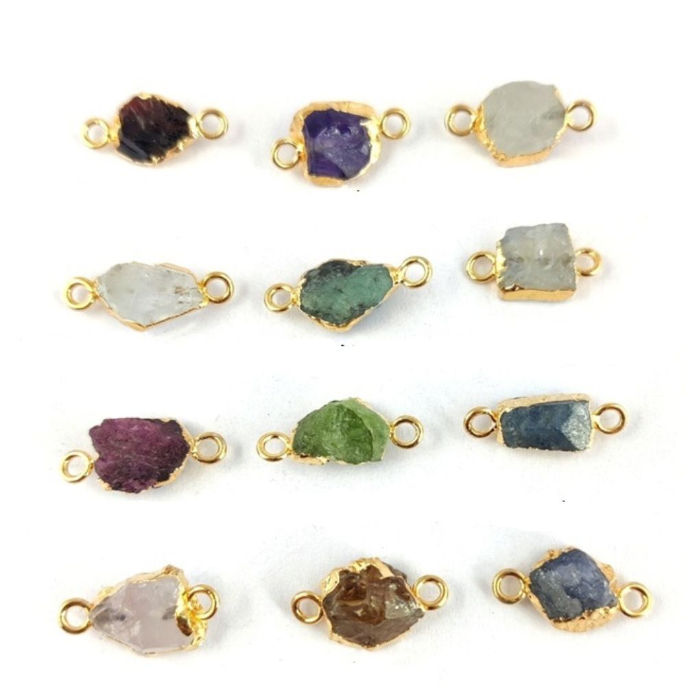 Genuine Raw Gemstone | Handcrafted with Gold Electroplating | Unique & Natural
