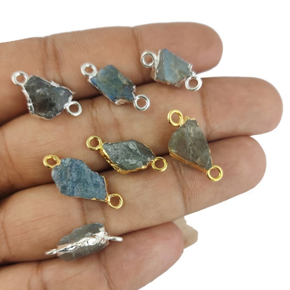 8-12mm Raw Birthstone Gemstone Connector Gold/Silver Electroplated Handmade Jewelry Findings- Selling Per Piece