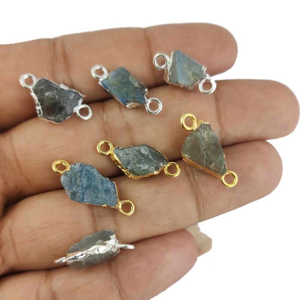 8-12mm Raw Birthstone Gemstone Connector Gold/Silver Electroplated Handmade Jewelry Findings- Selling Per Piece