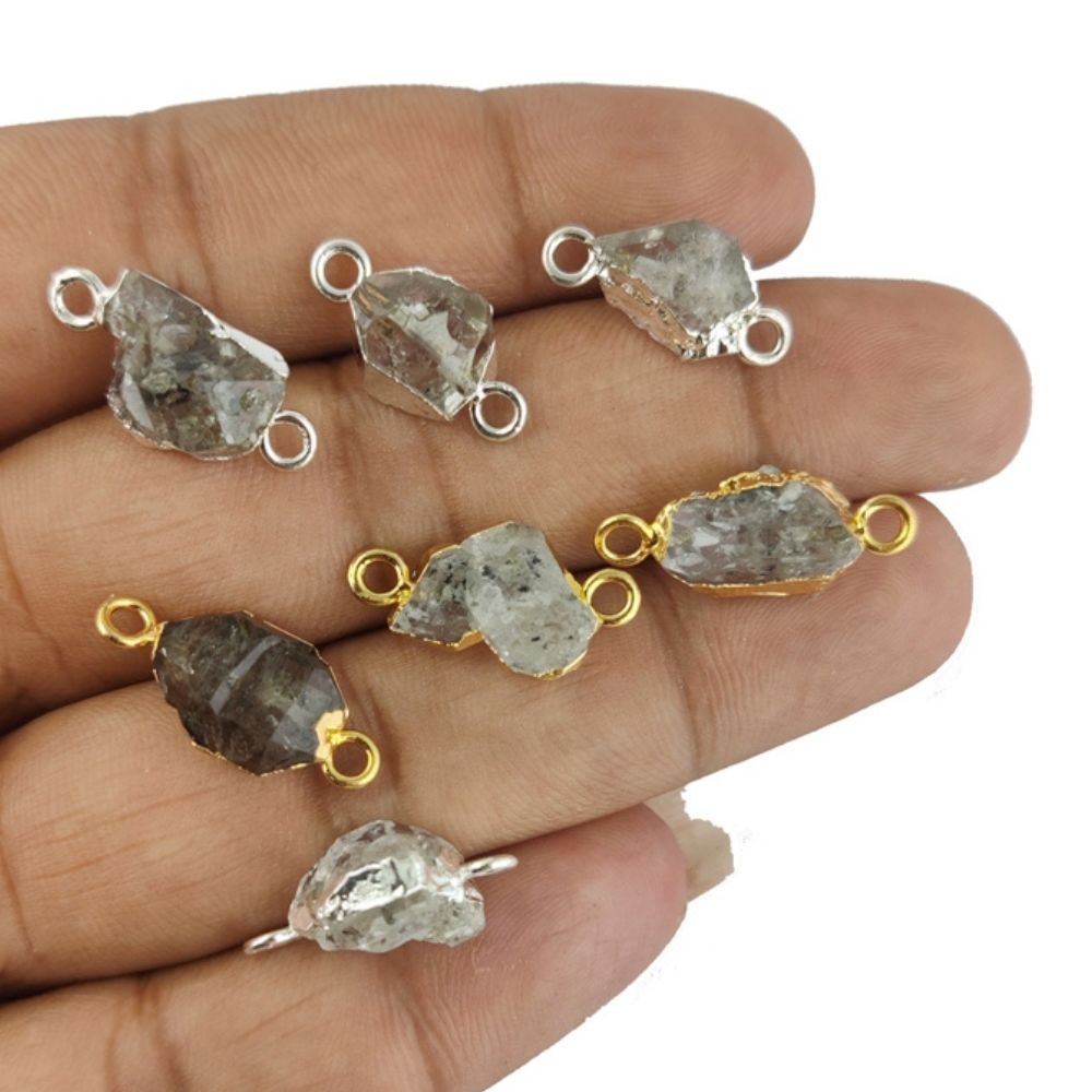 8-12mm Raw Birthstone Gemstone Connector Gold/Silver Electroplated Handmade Jewelry Findings- Selling Per Piece