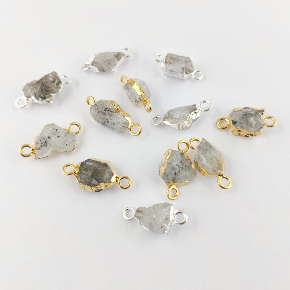 8-12mm Raw Birthstone Gemstone Connector Gold/Silver Electroplated Handmade Jewelry Findings- Selling Per Piece