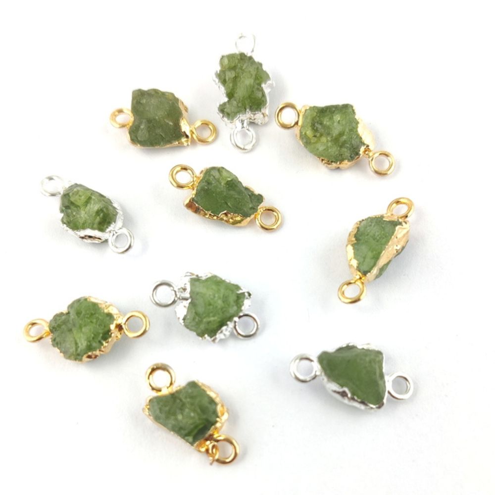 8-12mm Raw Birthstone Gemstone Connector Gold/Silver Electroplated Handmade Jewelry Findings- Selling Per Piece
