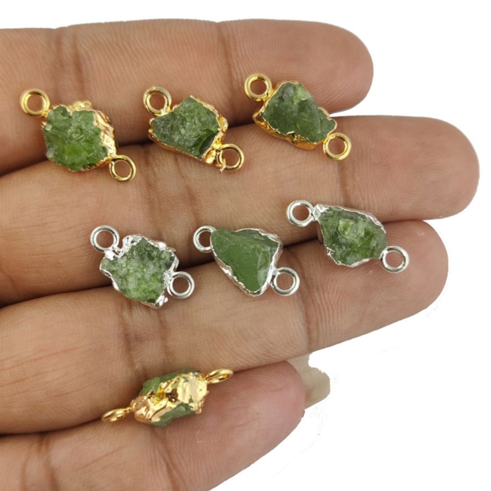 8-12mm Raw Birthstone Gemstone Connector Gold/Silver Electroplated Handmade Jewelry Findings- Selling Per Piece