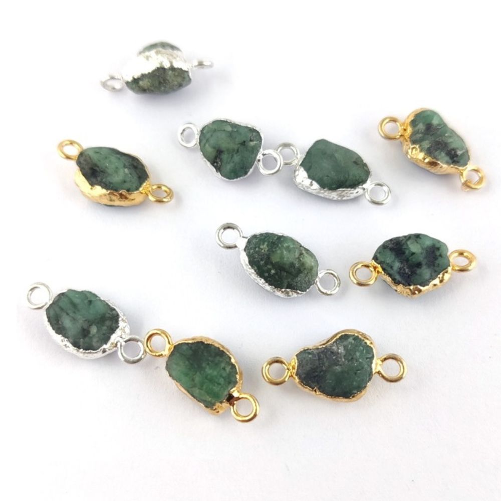 8-12mm Raw Birthstone Gemstone Connector Gold/Silver Electroplated Handmade Jewelry Findings- Selling Per Piece