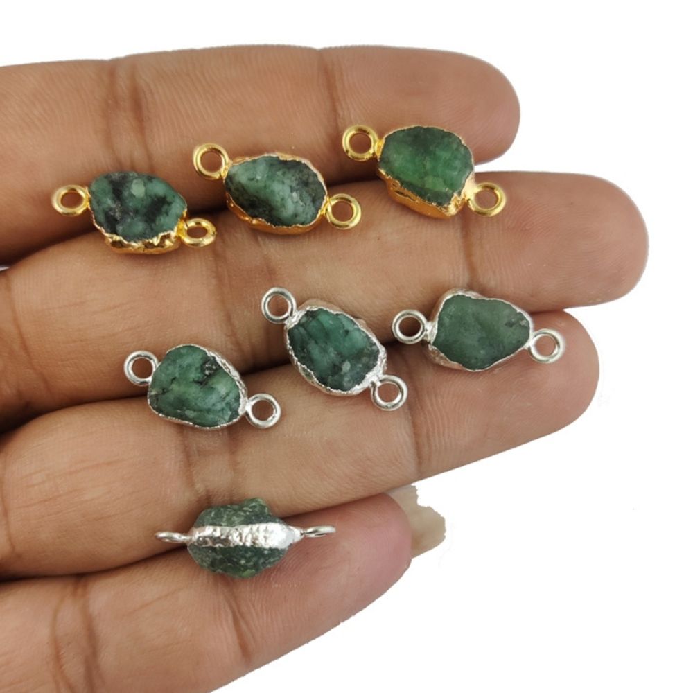 8-12mm Raw Birthstone Gemstone Connector Gold/Silver Electroplated Handmade Jewelry Findings- Selling Per Piece