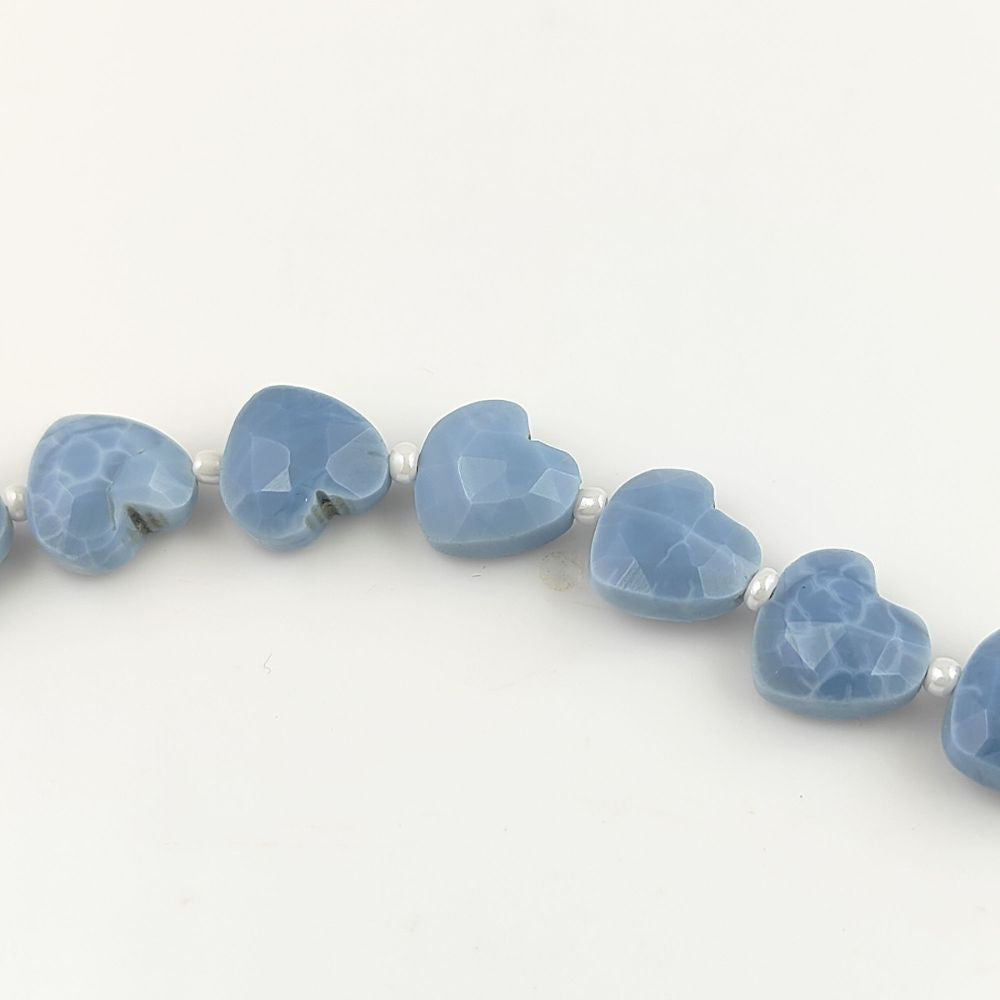 8-9 mm Blue Opals Faceted Heart Shape Gemstone Beads Perfect for Necklaces & Bracelets