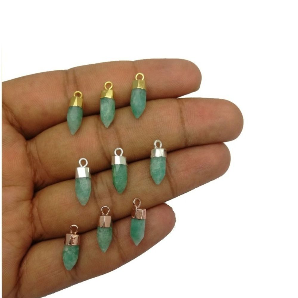 Natural Multi-Gemstone Point Pendant with Gold-Electroplated Cap Unique Jewelry Making Charm for Necklaces, Earrings & Bracelets
