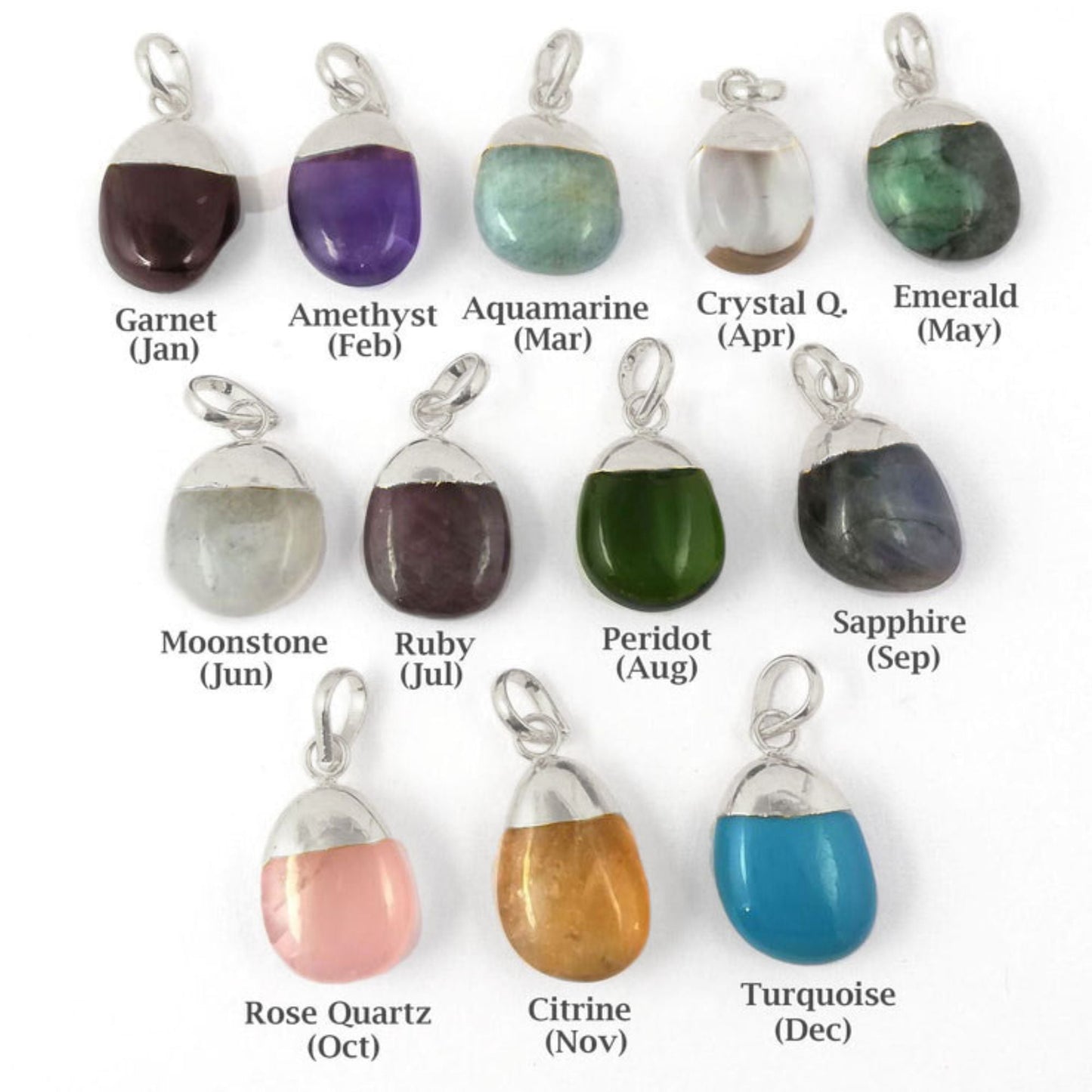 Natural Multi-Gemstone Unique Shapes & Colors Electroplated in Silver