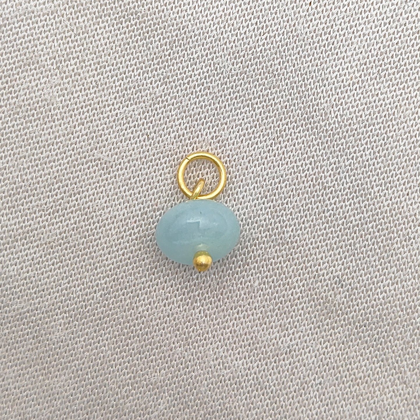 Roundel 8mm Aqua Chalcedony Beaded Pendant Gold Vermeil Gemstone Charm for DIY Jewelry & Gifts- Selling Per Piece