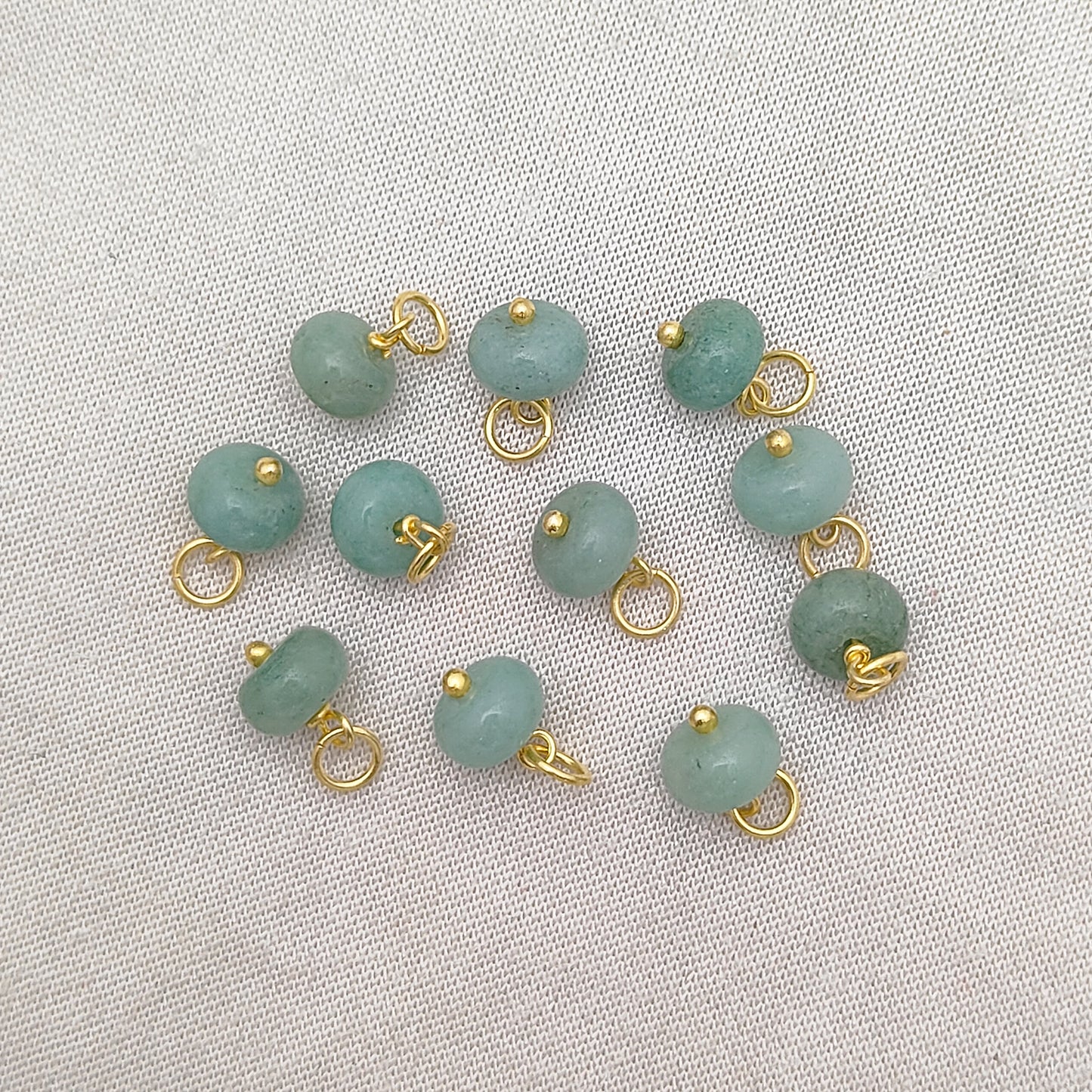 March Birthstone 8mm Aquamarine Beaded Pendant Gold Plated Sterling Silver Gemstone Charm for DIY Jewelry- Selling Per Piece