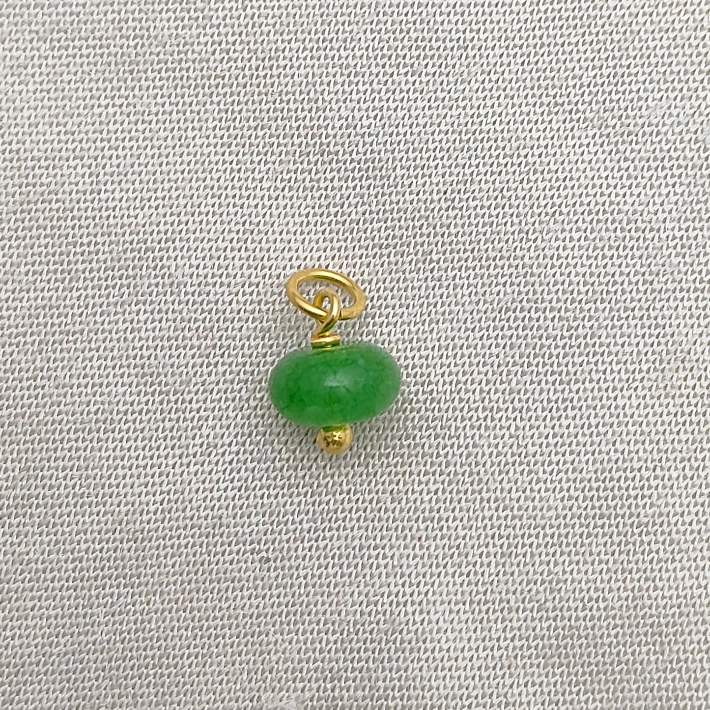 Green Strawberry Quartz Roundel Charm 8mm Gold Plated Sterling Silver Gemstone Bead for Jewelry Making- Selling Per Piece