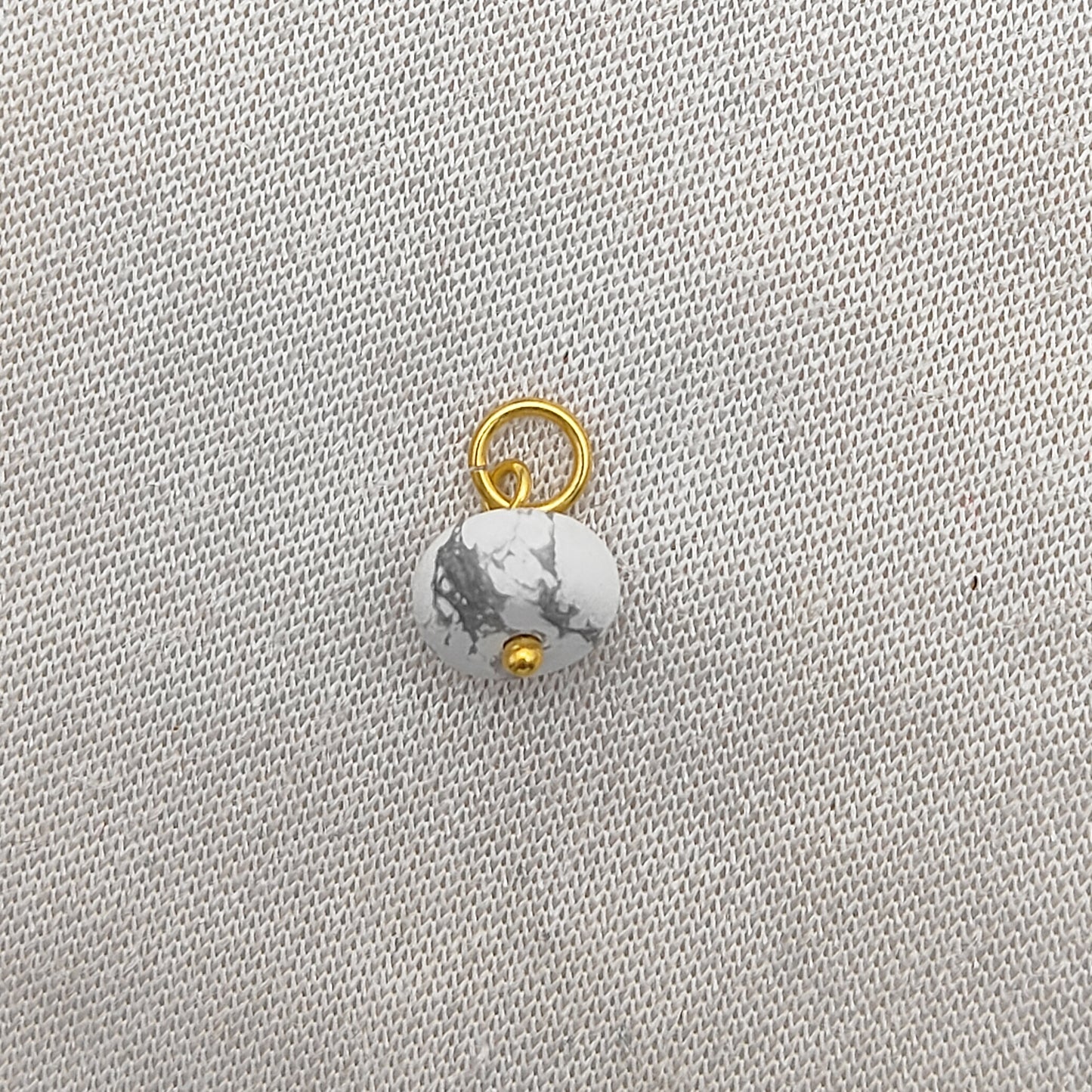 Howlite Roundel Beaded Handmade Charm 8mm Gold Plated Sterling Silver Pendant for Earrings & Necklaces- Selling Per Piece