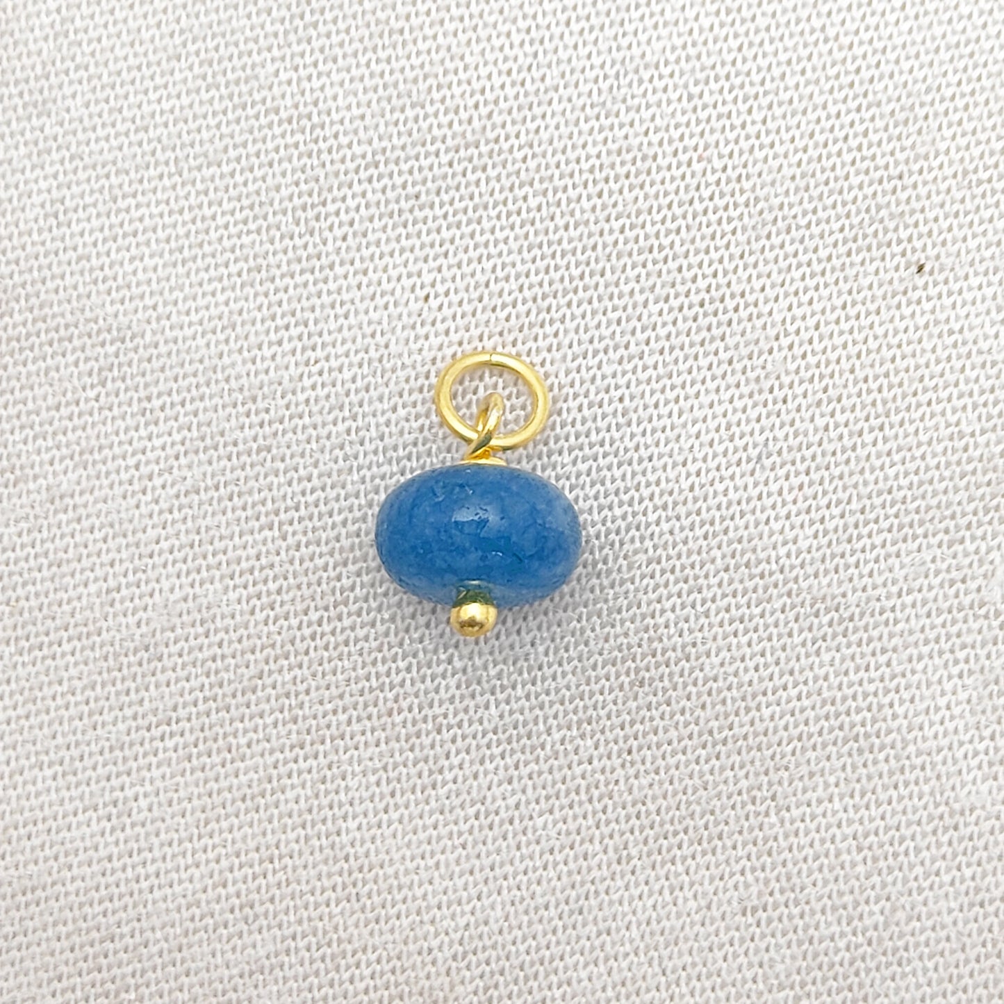 Kyanite Quartz Roundel Gemstone Beaded Charm 8mm Gold Vermeil Pendant for Earrings & Necklaces- Selling Per Piece