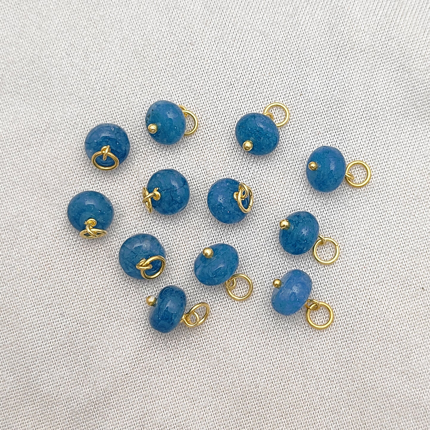 Kyanite Quartz Roundel Gemstone Beaded Charm 8mm Gold Vermeil Pendant for Earrings & Necklaces- Selling Per Piece