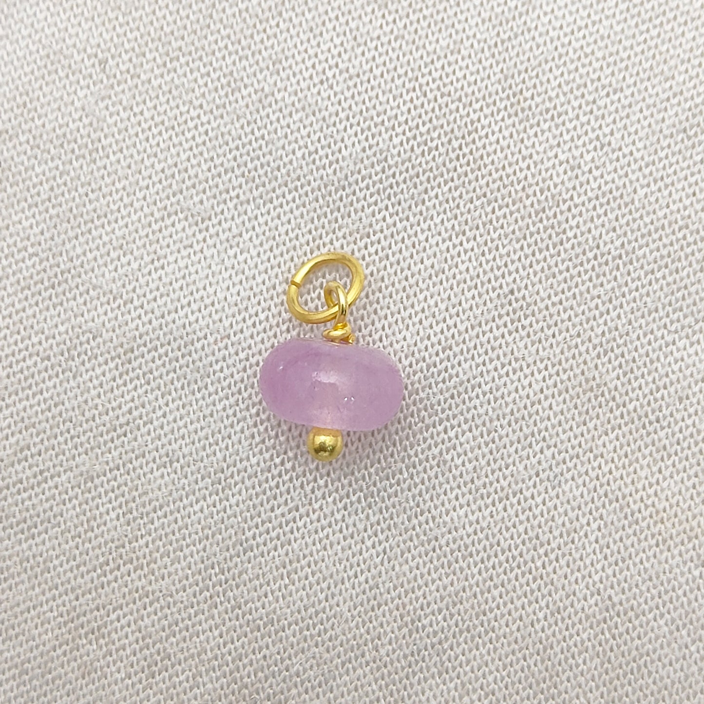 8mm Lavender Chalcedony Beaded Pendant Gold Plated Sterling Silver Charm for Bracelets & Necklaces- Selling Per Piece