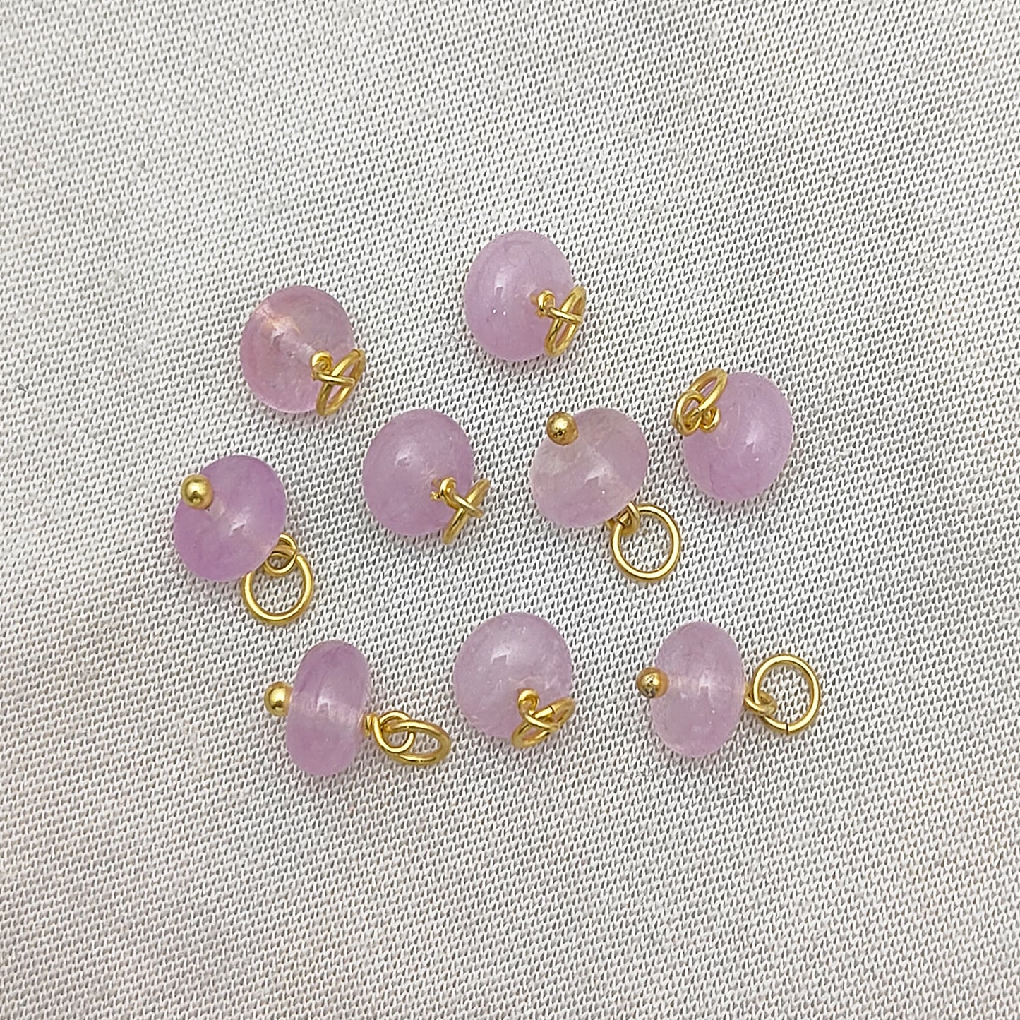 8mm Lavender Chalcedony Beaded Pendant Gold Plated Sterling Silver Charm for Bracelets & Necklaces- Selling Per Piece