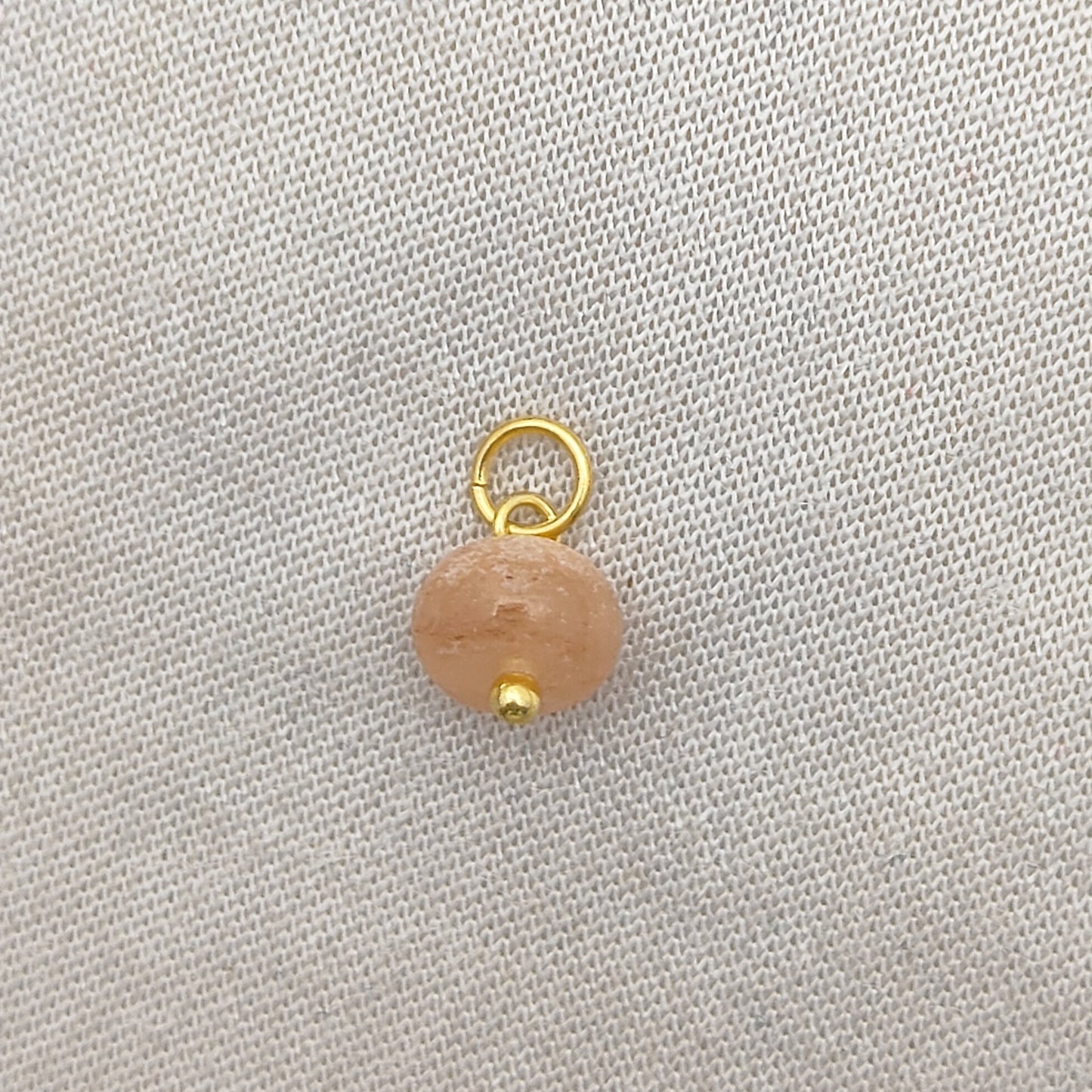 8mm Peach Moonstone Beaded Handmade Pendant Gold Vermeil Gemstone Charm for DIY Minimalist Jewelry- Selling Per Piece
