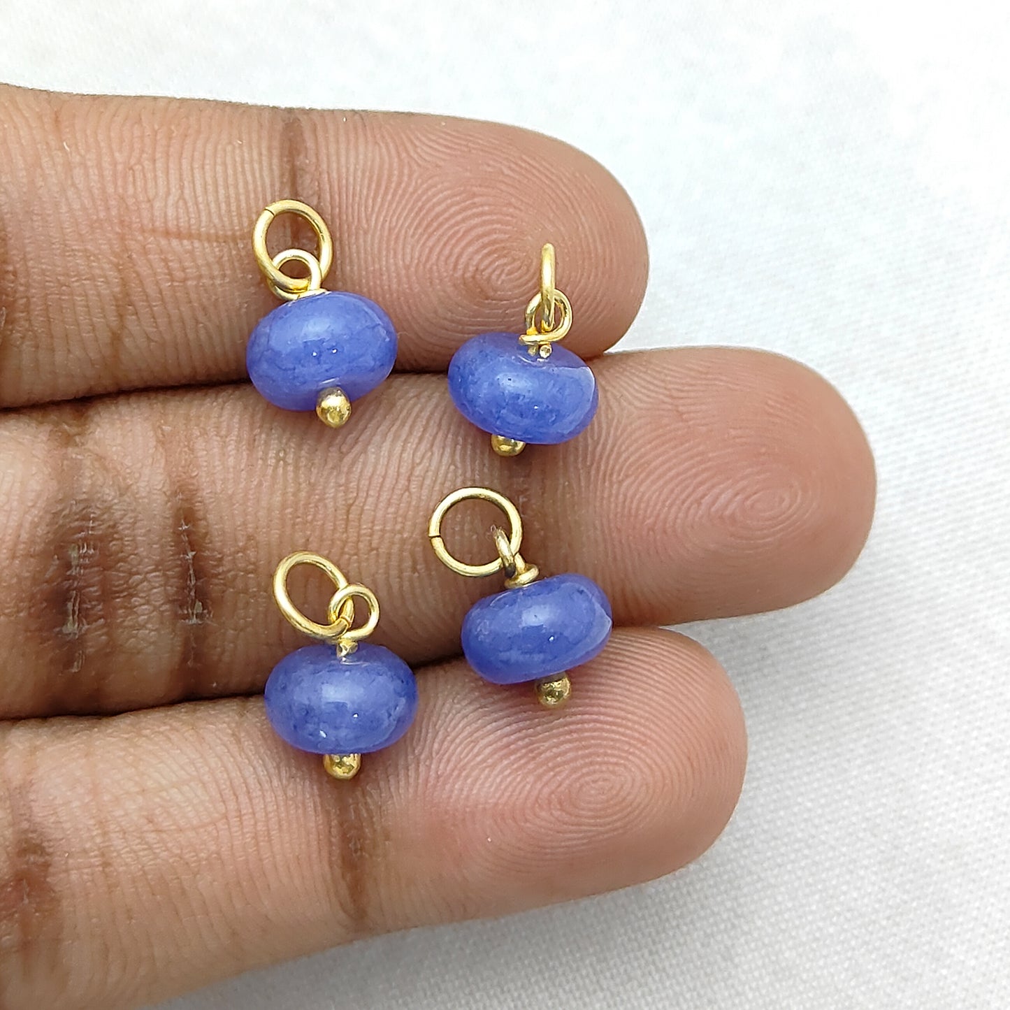 8mm Tanzanite Quartz Gemstone Pendant Gold Vermeil Bead Charm for Handmade Jewelry- Selling Per Piece