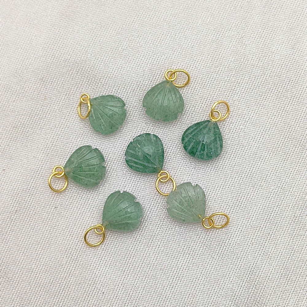 Handmade Green Aventurine Seashell Pendant with Gold Plated Sterling Silver