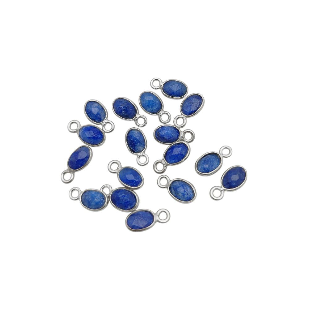 925 Sterling Silver Sapphire Pendant Deep Blue 4x6mm