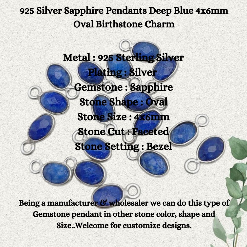 Sterling Silver Sapphire Pendant for September Birthdays